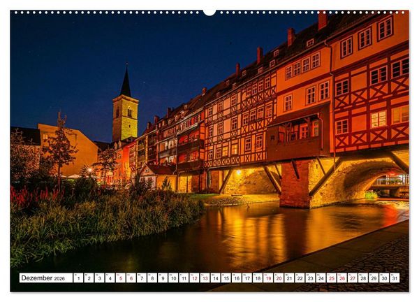 Produktbild: Rund um die Kr&auml;merbr&uuml;cke - Ein St&uuml;ck Mittelalter in Erfurt (hochwertiger Premium Wandkalender 2026 DIN A2 quer), Kunstdruck in Hochglanz