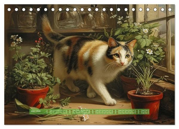Produktbild: Nostalgische Samtpfoten (Tischkalender 2026 DIN A5 quer), CALVENDO Monatskalender