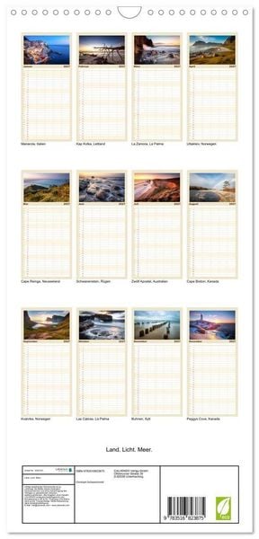 Produktbild: Familienplaner 2027 - Land. Licht. Meer. mit 5 Spalten (Wandkalender, 21 x 45 cm) CALVENDO
