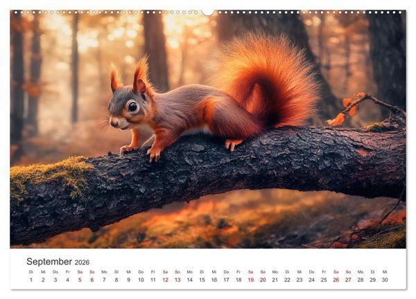 Produktbild: Das geheime Leben der Eichh&ouml;rnchen - Ein Jahr zwischen Baumwipfeln und Nussverstecken (hochwertiger Premium Wandkalender 2026 DIN A2 quer), Kunstdruck in Hochglanz