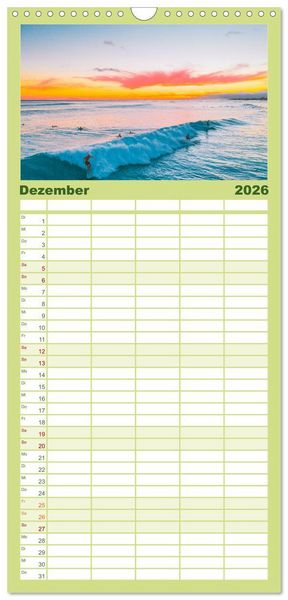 Produktbild: Familienplaner 2026 - Hawaii Traumziel mit 5 Spalten (Wandkalender, 21 x 45 cm) CALVENDO