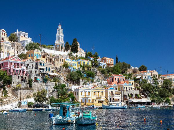 Produktbild: CALVENDO Puzzle Hafen Gialos auf der Insel Symi | 1000 Teile Lege-Gr&ouml;&szlig;e 64x48cm Foto-Puzzle f&uuml;r gl&uuml;ckliche Stunden