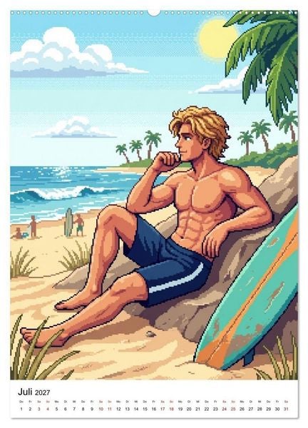 Produktbild: 8-Bit Adonis &ndash; Das Jahr in Pixeln (Wandkalender 2027 DIN A2 hoch), CALVENDO Monatskalender