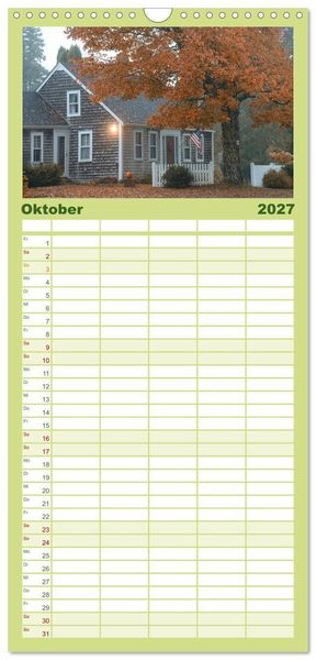 Produktbild: Familienplaner 2027 - Neu England, Indian Summer mit 5 Spalten (Wandkalender, 21 x 45 cm) CALVENDO