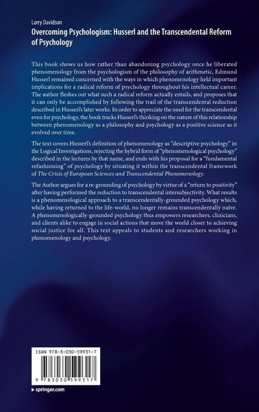 Produktbild: Overcoming Psychologism: Husserl and the Transcendental Reform of Psychology