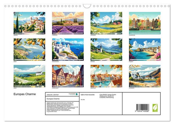 Produktbild: Europas Charme (Wandkalender 2026 DIN A3 quer), CALVENDO Monatskalender