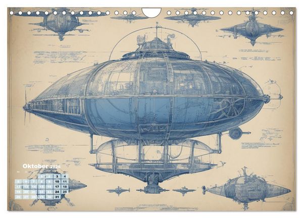 Produktbild: Steampunk - Blaupausen (Wandkalender 2026 DIN A4 quer), CALVENDO Monatskalender