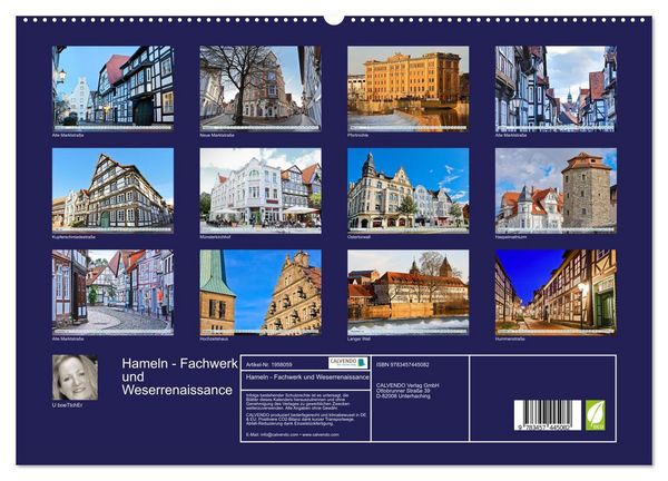 Produktbild: Hameln - Fachwerk und Weserrenaissance (hochwertiger Premium Wandkalender 2026 DIN A2 quer), Kunstdruck in Hochglanz