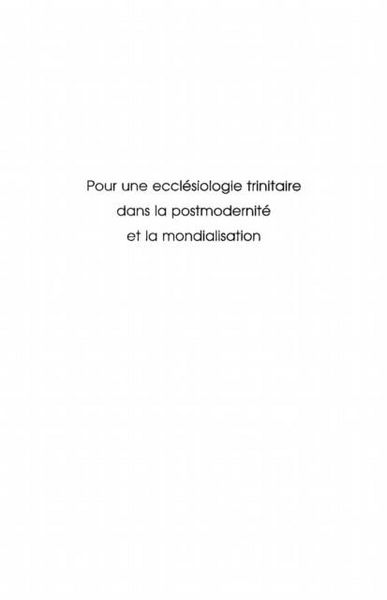 Produktbild: Pour une ecclesiologie trinitaire dans la postmodernite et l