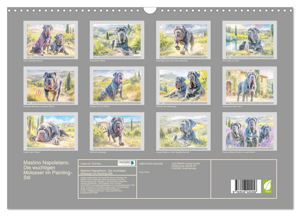 Produktbild: Mastino Napoletano. Die wuchtigen Molosser im Painting-Stil (Wandkalender 2026 DIN A3 quer), CALVENDO Monatskalender