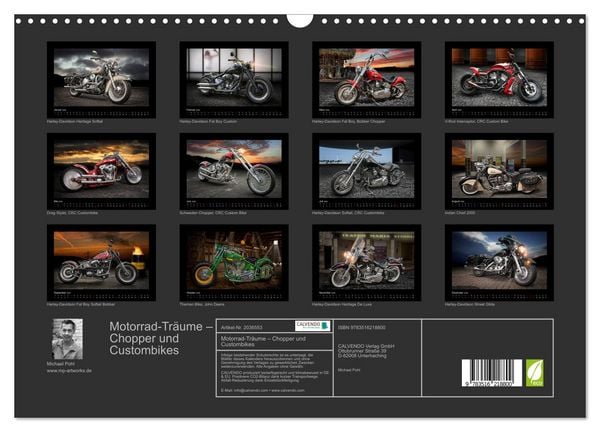Produktbild: Motorrad-Tr&auml;ume &ndash; Chopper und Custombikes (Wandkalender 2026 DIN A3 quer), CALVENDO Monatskalender
