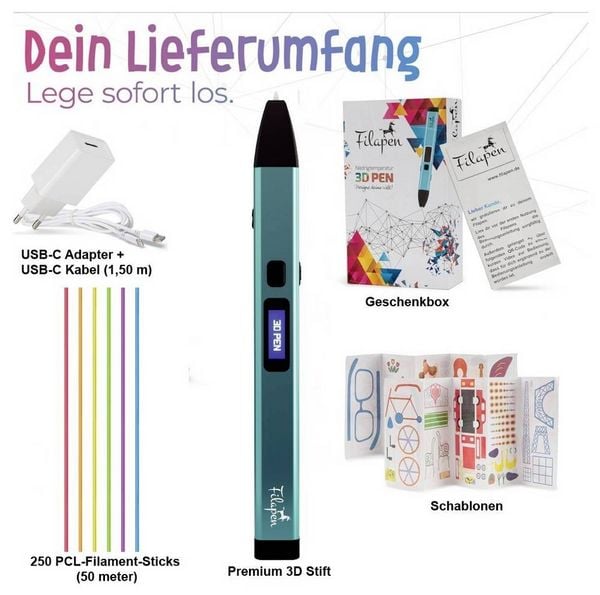 Produktbild: Filapen&reg; Premium 3D Stift mit 10 Filamenten