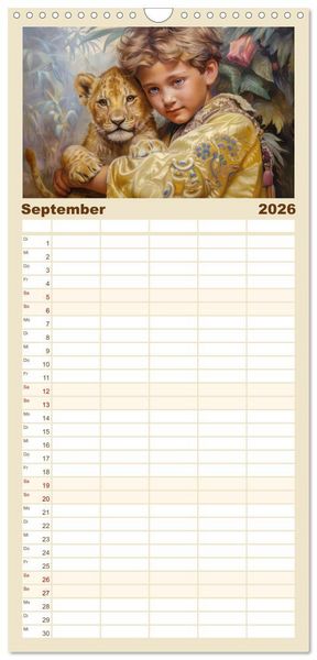 Produktbild: Familienplaner 2026 - Tierliebe - In exotischer Umgebung mit 5 Spalten (Wandkalender, 21 x 45 cm) CALVENDO