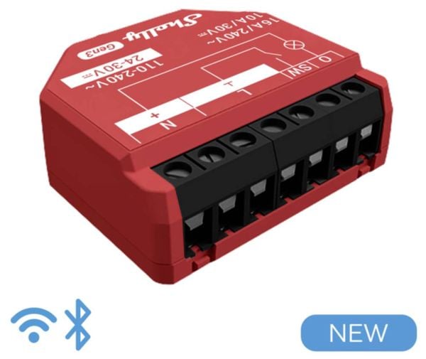 Produktbild: Shelly 1PM Gen3 Schalt-Messaktor Bluetooth, Wi-Fi