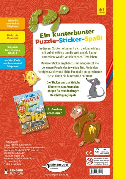 Produktbild: Mein bunter Puzzle-Sticker-Spa&szlig; - Tiere