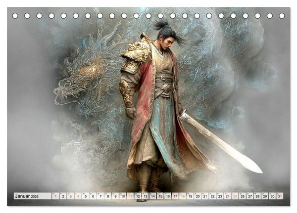 Produktbild: Die Seele des Schwertes &ndash; Samurai im Bild (Tischkalender 2026 DIN A5 quer), CALVENDO Monatskalender