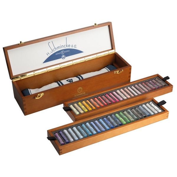 Produktbild: Schmincke Pastell Malkasten Holzkoffer, 48 Pastellstifte Retro