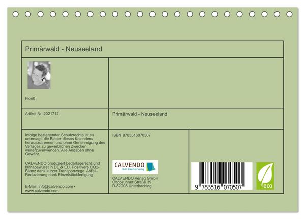 Produktbild: Prim&auml;rwald - Neuseeland (Tischkalender 2026 DIN A5 quer), CALVENDO Monatskalender