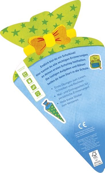 Produktbild: Ich bin jetzt ein Schulkind (für Jungen). Eintragen, Rätseln, Stickern in Schultüten-Form