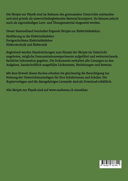Produktbild: Skripte zur Physik - Elektrizit&auml;tslehre