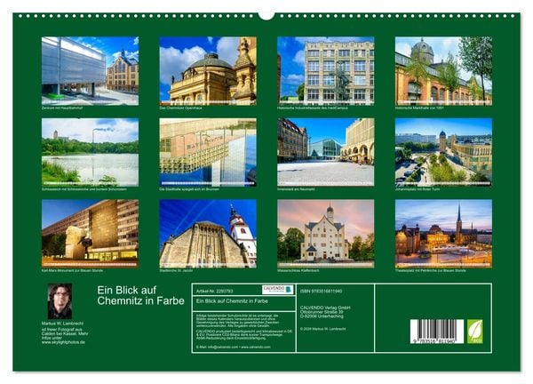 Produktbild: Ein Blick auf Chemnitz in Farbe (hochwertiger Premium Wandkalender 2027 DIN A2 quer), Kunstdruck in Hochglanz