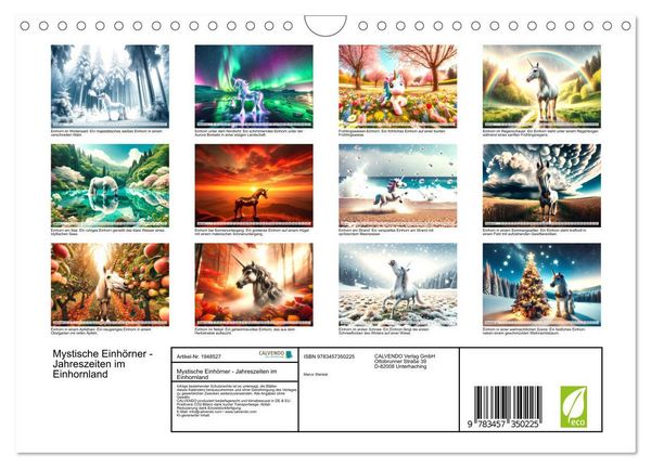 Produktbild: Mystische Einh&ouml;rner - Jahreszeiten im Einhornland (Wandkalender 2026 DIN A4 quer), CALVENDO Monatskalender