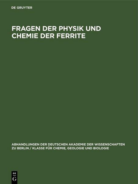 Produktbild: Fragen der Physik und Chemie der Ferrite
