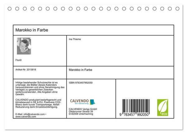 Produktbild: Marokko in Farbe (Tischkalender 2026 DIN A5 quer), CALVENDO Monatskalender
