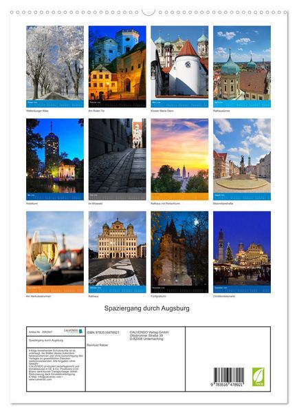 Produktbild: Spaziergang durch Augsburg (hochwertiger Premium Wandkalender 2026 DIN A2 hoch), Kunstdruck in Hochglanz