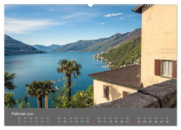 Produktbild: Tessin, zwischen Lago Maggiore und Lugano (hochwertiger Premium Wandkalender 2026 DIN A2 quer), Kunstdruck in Hochglanz
