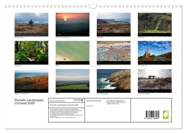Produktbild: Penwith Landscapes Cornwall 2026 (Wall Calendar 2026 DIN A3 landscape), CALVENDO 12 Month Wall Calendar