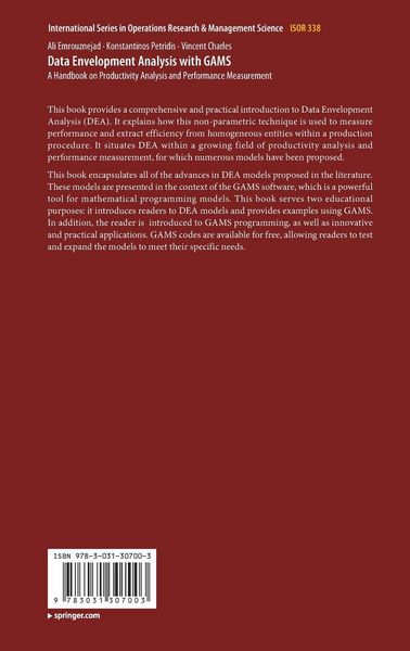 Produktbild: Data Envelopment Analysis with GAMS