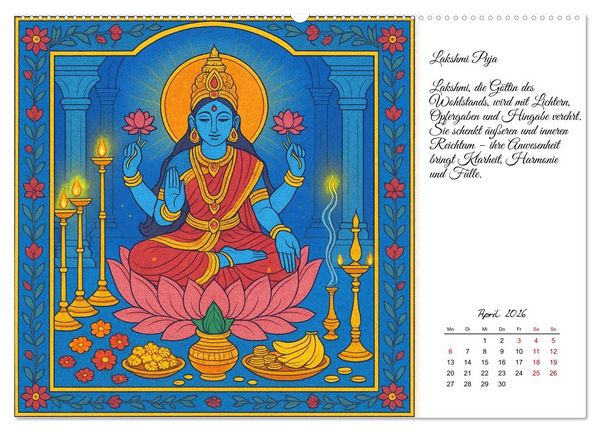 Produktbild: G&ouml;tterwelten des Hinduismus (hochwertiger Premium Wandkalender 2026 DIN A2 quer), Kunstdruck in Hochglanz