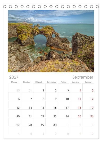 Produktbild: Tischplaner 2027 - Naturwunder in Island (A5 Tischkalender zum Aufstellen) CALVENDO
