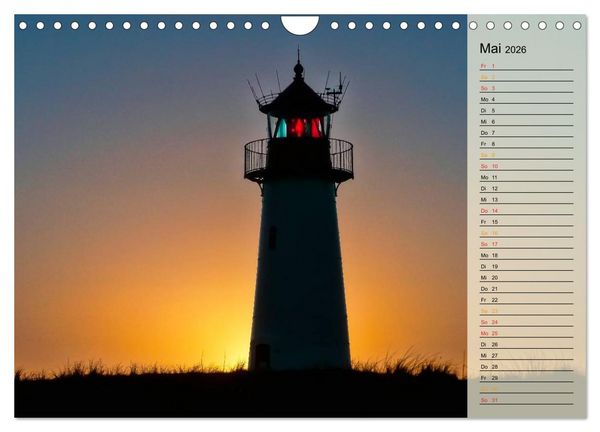 Produktbild: Leuchtt&uuml;rme - maritime Wegweiser in Deutschland (Wandkalender 2026 DIN A4 quer), CALVENDO Monatskalender