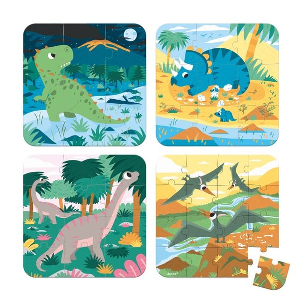 Produktbild: Dino-Abenteuer: 4 Lernpuzzles f&uuml;r kleine Entdecker ab 2 Jahren (6-9-12-16 Teile)
