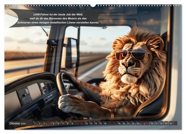 Produktbild: Tierisch lustige LKW-Fahrer (Wandkalender 2026 DIN A2 quer), CALVENDO Monatskalender