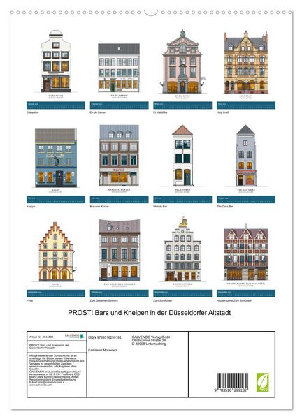 Produktbild: PROST! Bars und Kneipen in der D&uuml;sseldorfer Altstadt (hochwertiger Premium Wandkalender 2026 DIN A2 hoch), Kunstdruck in Hochglanz