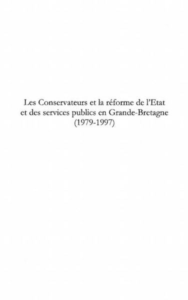 Produktbild: Les conservateurs et la reforme de l'etat et des services pu
