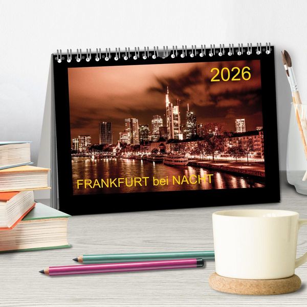 Produktbild: Frankfurt bei Nacht 2026 (Tischkalender 2026 DIN A5 quer), CALVENDO Monatskalender