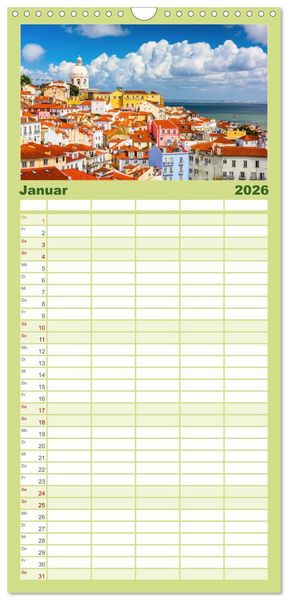Produktbild: Familienplaner 2026 - Lissabon - Portugals sch&ouml;ne Hauptstadt. mit 5 Spalten (Wandkalender, 21 x 45 cm) CALVENDO