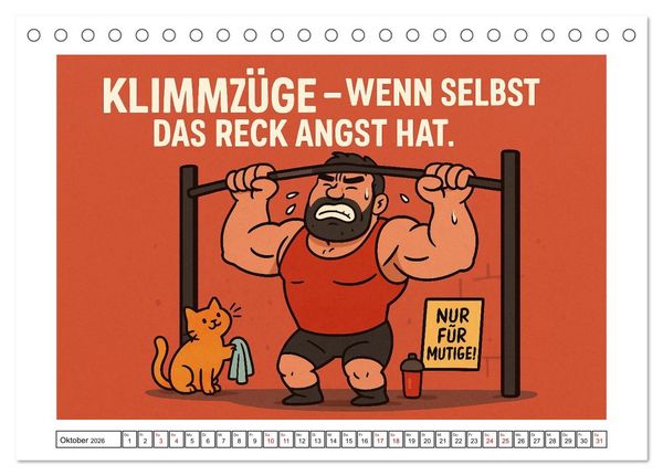 Produktbild: Kraftsport, Hanteln und Humor (Tischkalender 2026 DIN A5 quer), CALVENDO Monatskalender