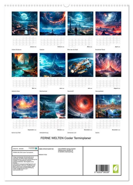 Produktbild: FERNE WELTEN Cooler Terminplaner (hochwertiger Premium Wandkalender 2026 DIN A2 hoch), Kunstdruck in Hochglanz