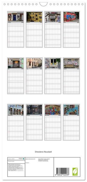 Produktbild: Familienplaner 2026 - Dresdens Neustadt mit 5 Spalten (Wandkalender, 21 x 45 cm) CALVENDO