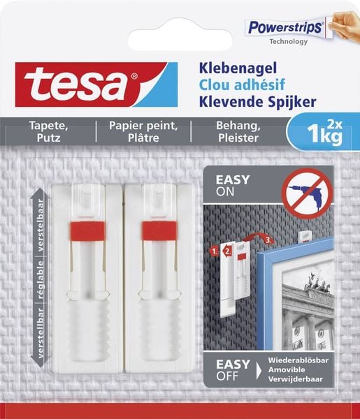 Klebenagel tesa, verstellbar, Tapete & Putz, 2 x 1 Kg