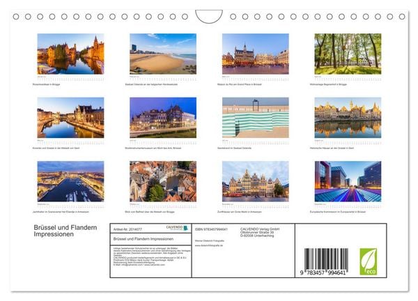 Produktbild: Br&uuml;ssel und Flandern Impressionen (Wandkalender 2026 DIN A4 quer), CALVENDO Monatskalender