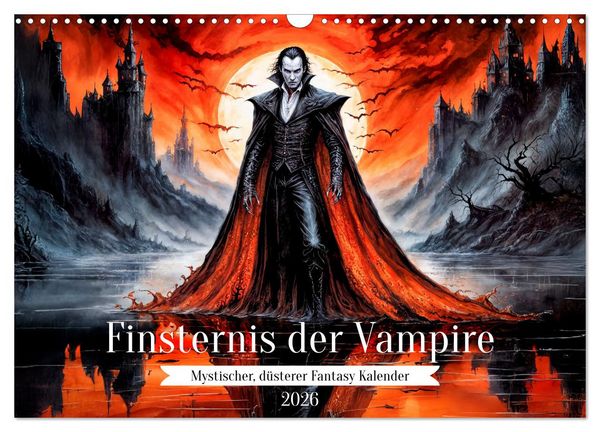 Produktbild: Finsternis der Vampire - Mystischer d&uuml;sterer Fantasy Kalender (Wandkalender 2026 DIN A3 quer), CALVENDO Monatskalender
