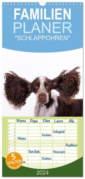 Produktbild: Familienplaner 2026 - SCHLAPPOHREN mit 5 Spalten (Wandkalender, 21 x 45 cm) CALVENDO