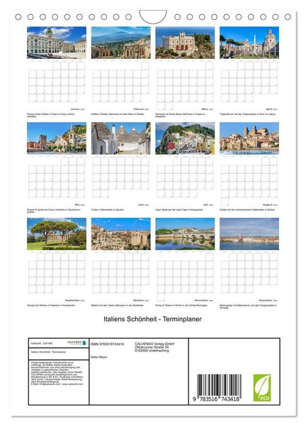 Produktbild: Italiens Sch&ouml;nheit - Terminplaner (Wandkalender 2026 DIN A4 hoch), CALVENDO Monatskalender
