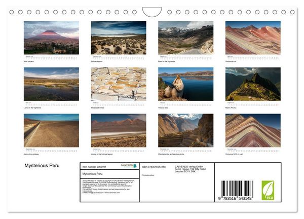 Produktbild: Mysterious Peru (Wall Calendar 2026 DIN A4 landscape), CALVENDO 12 Month Wall Calendar